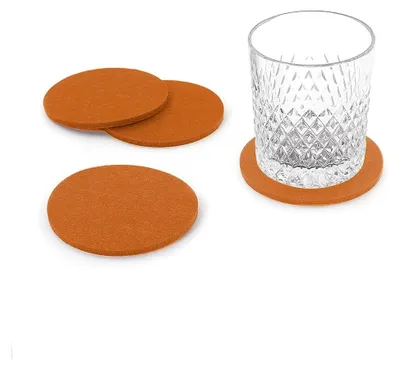 Produktbild von Filzuntersetzer rund im 4er Set für Tisch und Bar - Untersetzer aus Filz (Terracotta)