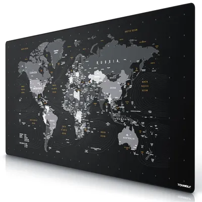 Zdjęcie produktu dla Titanwolf - podkładka pod mysz XXXL 1800 x 800 mm - duży format XXXL - podkładka na biurko - gumowany spód - antypoślizgowa i zmywalna - do gier - precyzja i szybkość - mapa świata w języku angielskim