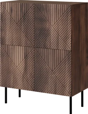 Produktbild von MIRJAN24 Türkommode Art Deco 4D 89, Highboard mit vier Drehtüren, Metallfüße, 89x40x118 cm (Farbe: Nuss Warmia)