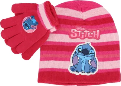 Produktbild von Lilo & Stitch Winter-Set Mütze & Handschuhe für Kinder Rot