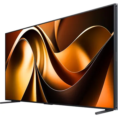 A television set with a dynamic, abstract image displayed on its screen, set against a white background.