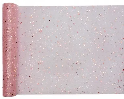 Produktbild von Glitzernder Tüll Stoff Tischläufer roségold 5m x 30cm