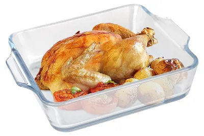 Image de Petit plat à gratin carré en verre d'une contenance de 0,8 litre, idéal pour une personne, en verre résistant à la chaleur, adapté au four et au micro-ondes.
