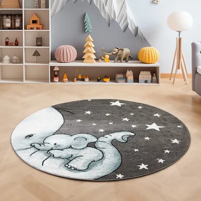 Obrázek produktu pro Kinderteppiche Teppiche für Kinder Babyzimmer Teppiche im modernen Stil Teppich Kinderzimmer  Größe : 120 cm Rund , Farbe : Blau-3