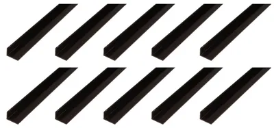 Produktbild von Alberts 10 x Winkelprofil, PVC, schwarz, 20 x 10 x 1 mm, Länge 2 m