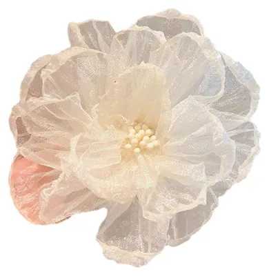Produktbild von Haarspange mit Glitzer-Netzgarn, mehrlagigen Blumen, Haarclip im Feen- und Prinzessinnenstil