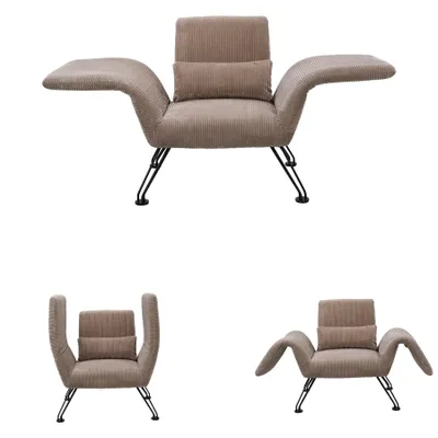 Produktbild von HomeMiYN Ohrensessel mit Hocker, Samt Sessel mit hoher Rückenlehne, Armlehnen und Fußstütze, Relaxsessel für Wohnzimmer, Schlafzimmer und Leseecke