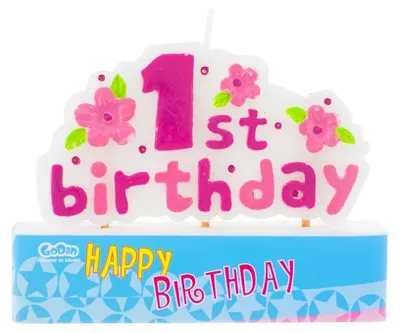 Produktbild von GoDan Kerze Zahl 1 Rosa für 1. Geburtstag