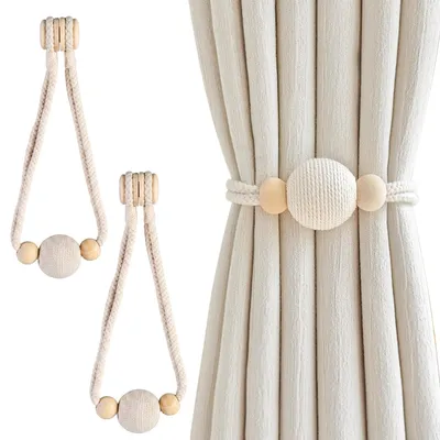 Magnetische Gardinenhalter, 2 Stück, beige, ohne Bohren