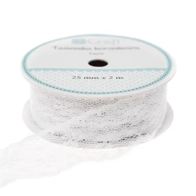Produktbild von DPCRAFT - Spitzenband - weiße Spitze 2,5 cm x 2 m