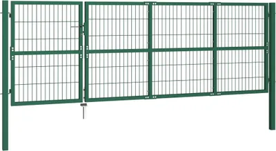 Produktbild von vidaXL Gartentor mit Pfosten 350x120 cm Stahl Grün