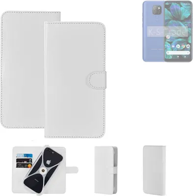 Produktbild von K-S-Trade Handy Hülle Schutz Hülle kompatibel mit General Mobile GM 20 Cover Case Bookstyle Bumper weiß 1x