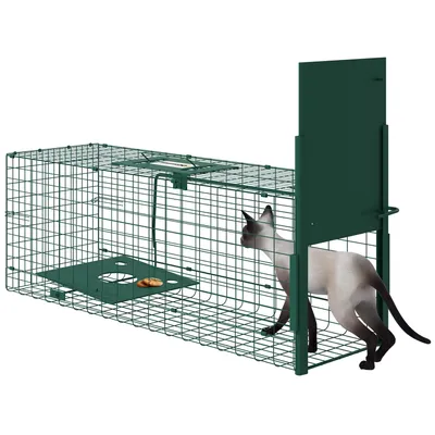 Image de Outsunny Piège de Capture piège Vivant piège d'animaux en acier avec 1 entrée pour les rats et les souris dim. 80L x 25l x 30H cm vert foncé