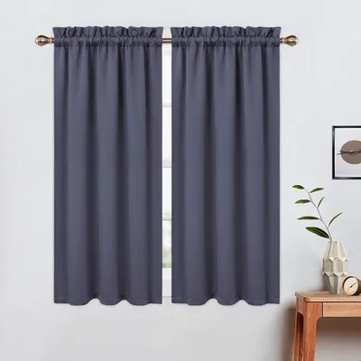 Produktbild von Ibenzoa® Verdunkelungsgardinen mit Geräuschreduzierung, bis zu 70% lichtblockierend – 2er-Set kurze Vorhänge, Dunkelgrau, 66 x 114 cm, für kleine Fenster