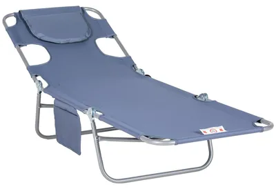 Productafbeelding van Campingbed Ligbed Outdoorbed Klapbed met Verstelbare Rugleuning en Zonnekap tot 120 kg Grijs