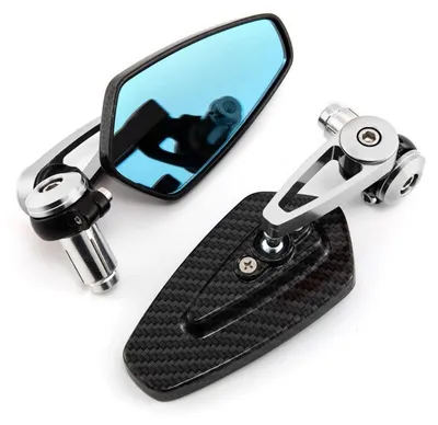 Immagine prodotto di Specchietto retrovisore universale per moto, montaggio sull'estremità del manubrio, omologato E9, rotazione a 360°, alluminio argentato, diametro 22mm