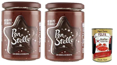 Produktbild von Pan di Stelle Creme 2×380g – Haselnuss-Kakao-Aufstrich mit Keksgranulat, extra cremig, ohne Palmöl, ideal für Brot Desserts Toppings + Italian Gourmet polpa