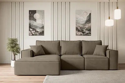 Produktbild von ALTDECOR Ecksofa mit Schlaffunktion und Bettkasten SERRA-L-S - 266x161x87 cm Braun - Corner Sofa Bett Eckcouch Couch L-Form Schlafcouch Ausziehbar Wohnlandschaft Schlafsofa Cauchsofa