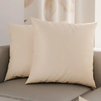 Produktbild von Set mit 2 Mikrofaser-Kissenbezügen, 45 x 45 cm, dekorative Kissenbezüge für Schlafzimmer und Sofa, einfarbig taubengrau, 100 %  Italy