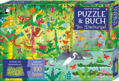 Produktbild von Usborne Puzzle & Wimmelbuch Set 'Im Dschungel' mit 100 Teilen und Suchaufgaben