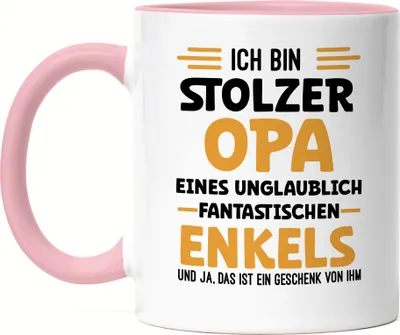 Produktbild von Ich bin stolzer Opa Tasse Rosa Geschenk Vatertag Opa Enkel Geburtstag