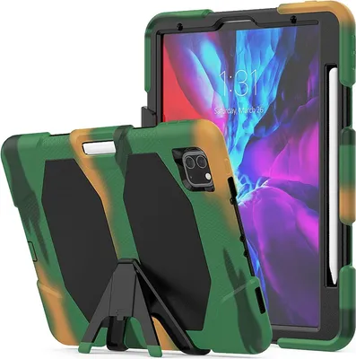 Produktbild von Schutzhülle für Apple iPad Pro 11 2020/2021/2022 11 Zoll Hard Case mit Displayfolie + Standfunktion Camouflage