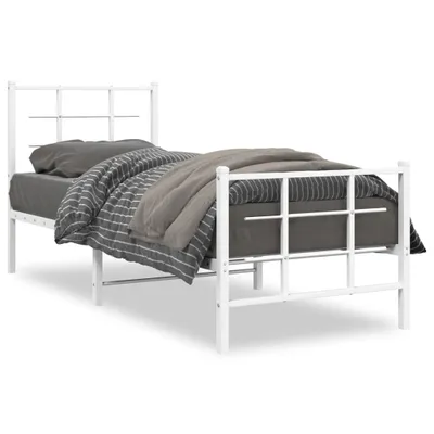 Obrázek produktu pro Postel s čelem a nohou kovová bílá 80x200 cm