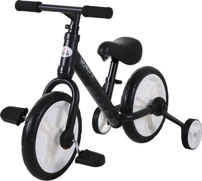 Produktbild von Fortuna Lai Kinder Laufrad ab 2-5 Jahre Lauflernrad mit Stützrädern, Pedalen, Höhenverstellbarem Sitz, Spielzeug Balance Bike für Kleinkinder Erste Geburtstag Geschenk, Schwarz