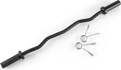 Obrázok produktu pre Capital Sports Accretor 120 CBO tyč na bicepsy - činku na zdvihy, veľkosť S, zakrivená, 9 kg, dĺžka: 120 cm, objímky: 18 cm, priemer otvoru závažia: 50 mm, maximálna nosnosť: 272 kg, pružinové svorky, čierna
