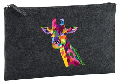 Produktbild von Huuraa Kulturbeutel Giraffe Colorful 1 Liter Charcoal Filz Kosmetiktasche Geschenkidee