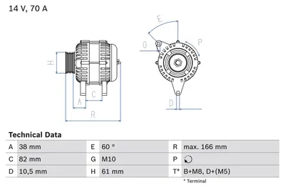 Produktbild von BOSCH 0 986 039 550 Generator x
