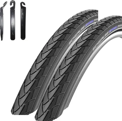 Produktbild von 2 x Schwalbe Marathon Plus Performance SmartGuard E-50 schwarz-Reflex 40-584 (27,5 x 1,50") inkl. Reifenheber