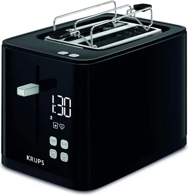 Produktbild von S  Krups KH641810 Smart'N Light Toaster | Zwei-Scheiben-Toaster | Digitaldisplay | 7 Bräunungsstufen | Herausnehmbare Krümelschublade | Countdown | Anhebevorrichtung | Schwarz