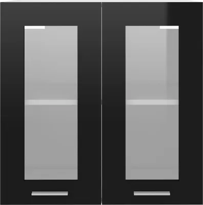 Produktbild von vidaXL Hängeglasschrank Schwarz 60x31x60 cm Holzwerkstoff