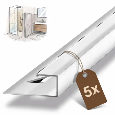 Produktbild von Dalsys 5x Fliesenschiene Eckprofil 2,5m x 12,5mm Chrom glänzend Alu