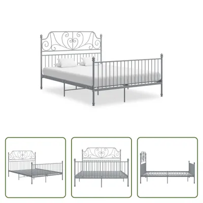 Image de The Living Store Cadre de lit Gris Métal 160x200 cm