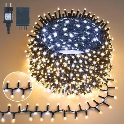 Productafbeelding van Led-clusterlichtsnoer voor binnen en buiten - Warm wit continu licht met 750 LEDs