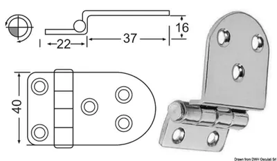 Zdjęcie produktu dla 2-mm overhang zawiasy Osculati 38.441.58