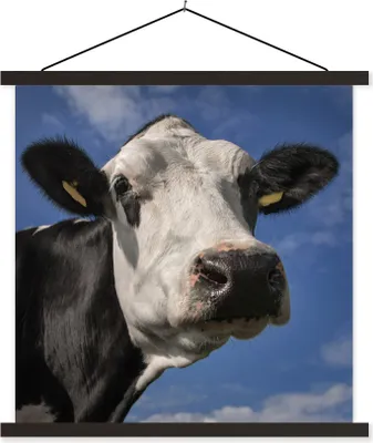 Produktbild von MuchoWow® Textilposter Kuh - Weiß - Nase - Tiere 60x60 cm mit schwarzem Rahmen - Posteraufhänger