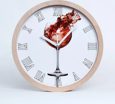 Produktbild von Holzuhr 20fi cm wanduhr - weiße Spitzen - ein Glas Wein