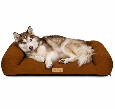 Produktbild von Großes Hundebett Hundesofa Hundekissen Hundekörbchen  Waschbar - Farbe Boucle Braun - Hundematte Größe XXL - 118x78 cm