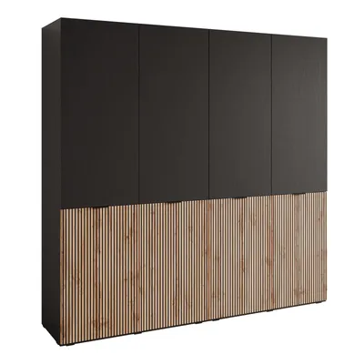 Productafbeelding van Kippschrank SANDBOX LOFT 200, met LED-verlichting, zwartgrafiet / zwartgrafiet + eikenhout Wotan