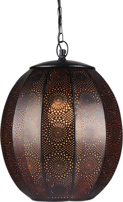 Produktbild von Orientalische Lampe Pendelleuchte Schwarz Konoos 35cm E27 Lampenfassung | Marokkanische Design Hängeleuchte Leuchte aus Marokko | Orient Lampen für Wohnzimmer Küche oder Hängend über den Esstisch