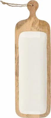 Immagine prodotto di GIFTDECOR | Tagliere - Tagliere da cucina - 50 x 14 cm - marrone - legno di mango - con superficie bianca