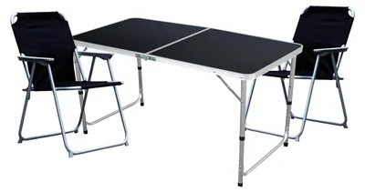 Image de set de meubles de camping 3 pièces Black Alu 120x60x58/70cm noir