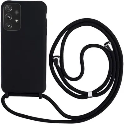 Obrázok produktu pre Puzdro na telefón Samsung Galaxy A33 5G s remienkom, čierna farba, silikón, nárazuvzdorné, na nosenie cez rameno