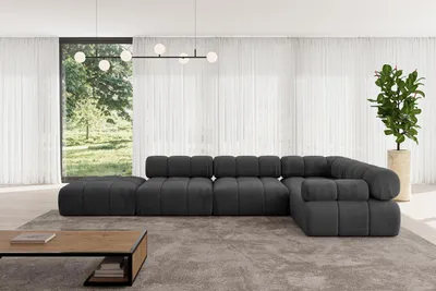 Produktbild von ALTDECOR Modulares Sofa Ecksofa in L-Form - Felto-L2 - 380x190x70 cm Schwarz Corner modular Sofa Eckcouch Couch Wohnlandschaft Cauchsofa Polstersofa