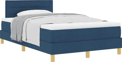 Image de Lit à ressorts avec coussin Bleu 120 x 190 cm tissu