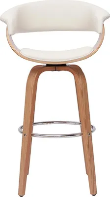 Produktbild von Miliboo - Design-Barhocker drehbar weiß mit hellem Holz H 67 cm OKTAV