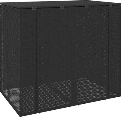 Image de vidaXL Abri pour poubelles, 2 pièces, noir, 130 x 80 x 115 cm, polyéthylène